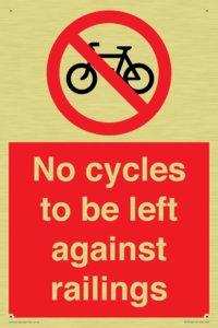 No cycles to be left against railings